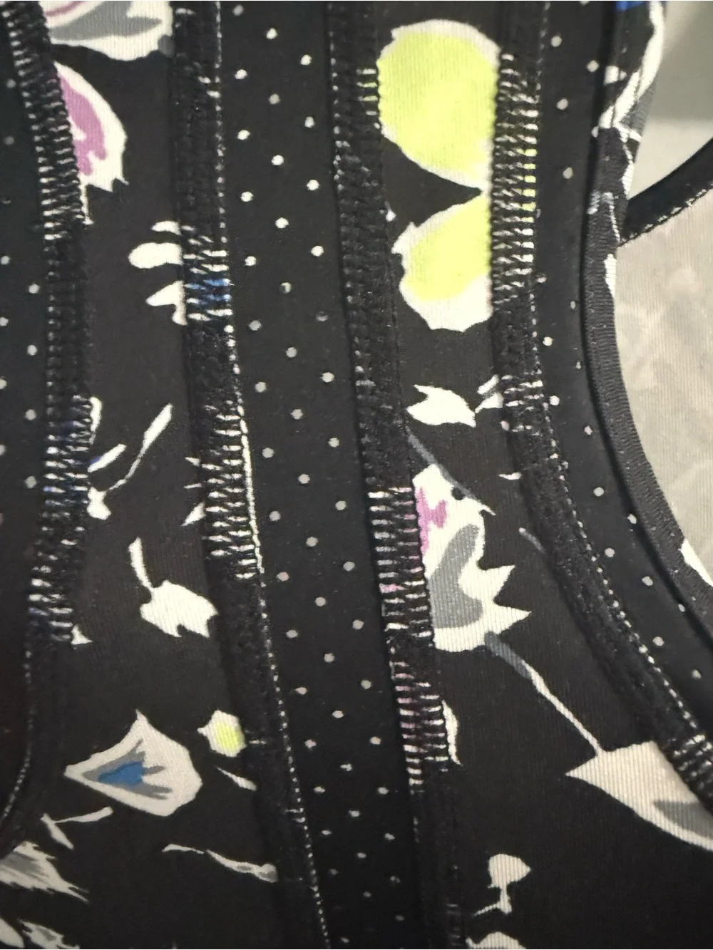 GapFit Black Floral Print Racerback Tank Sz S